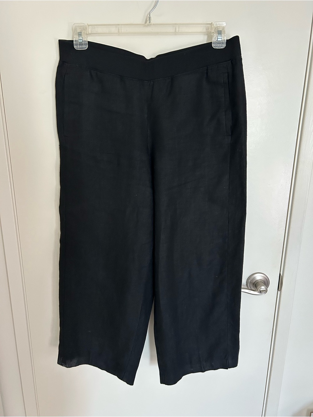 J. Jill Black Linen Cropped Wide Leg Pants Size M
